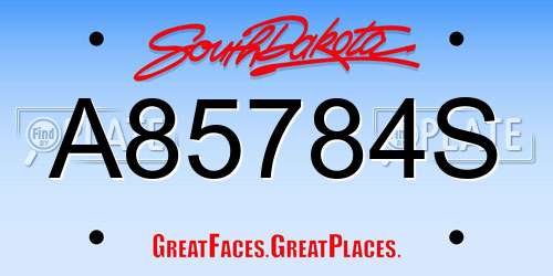 A85784S South Dakota License Plate