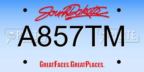 A857TM South Dakota License Plate