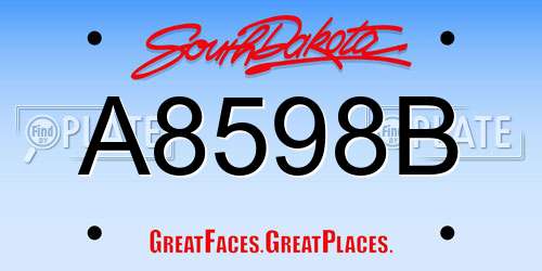A8598B South Dakota License Plate