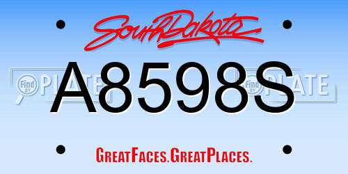 A8598S South Dakota License Plate