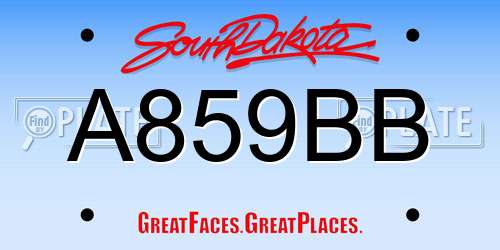 A859BB South Dakota License Plate
