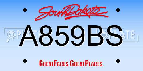A859BS South Dakota License Plate