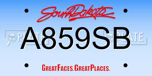 A859SB South Dakota License Plate