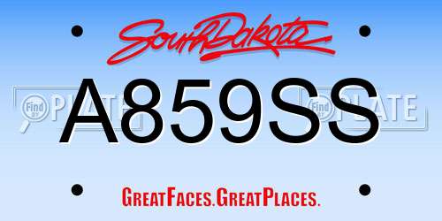 A859SS South Dakota License Plate