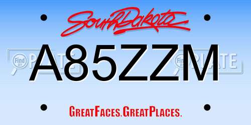 A85ZZM South Dakota License Plate