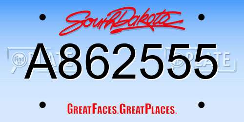 A862555 South Dakota License Plate