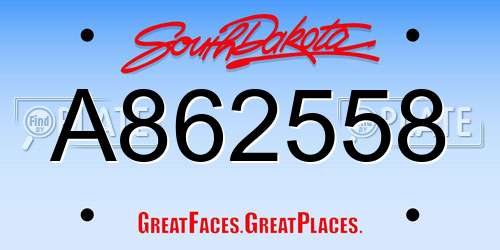 A862558 South Dakota License Plate