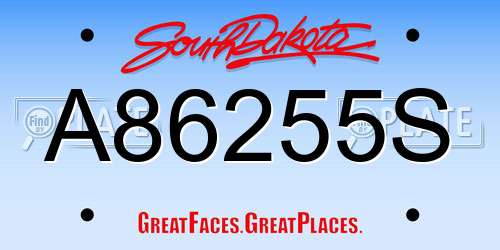 A86255S South Dakota License Plate