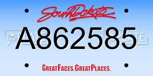 A862585 South Dakota License Plate