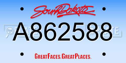 A862588 South Dakota License Plate