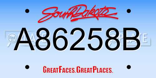 A86258B South Dakota License Plate