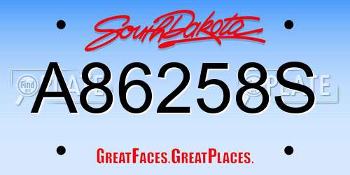 A86258S South Dakota License Plate