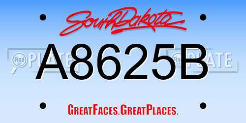 A8625B South Dakota License Plate