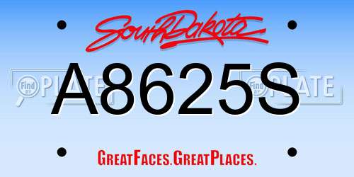 A8625S South Dakota License Plate
