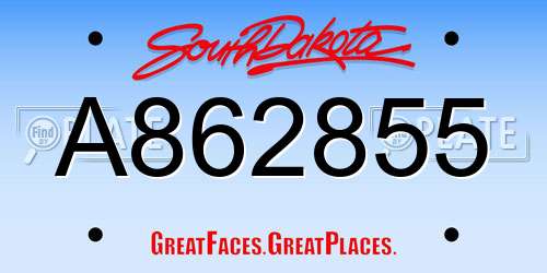 A862855 South Dakota License Plate