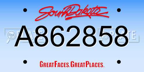 A862858 South Dakota License Plate