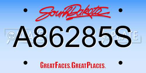 A86285S South Dakota License Plate
