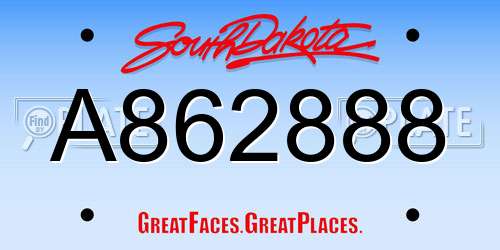 A862888 South Dakota License Plate