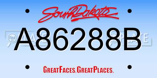 A86288B South Dakota License Plate