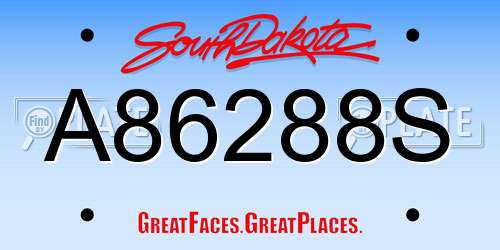 A86288S South Dakota License Plate