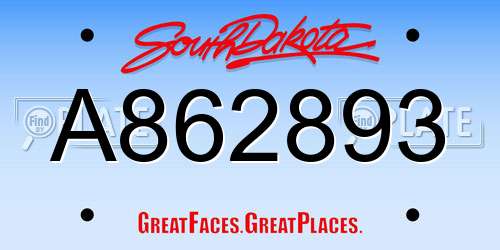 A862893 South Dakota License Plate