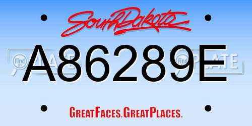 A86289E South Dakota License Plate