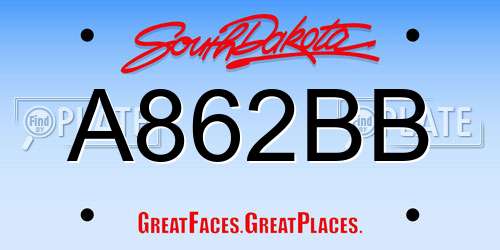 A862BB South Dakota License Plate