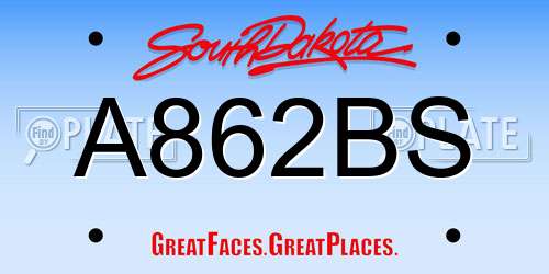 A862BS South Dakota License Plate
