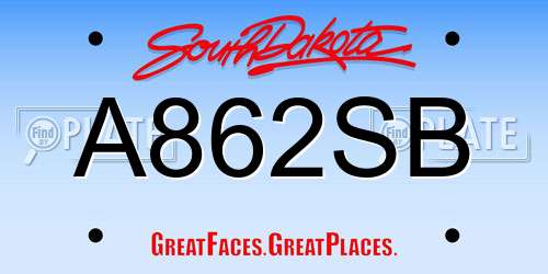 A862SB South Dakota License Plate