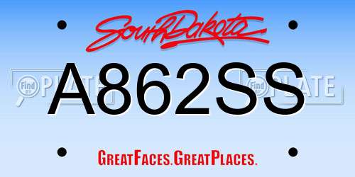 A862SS South Dakota License Plate