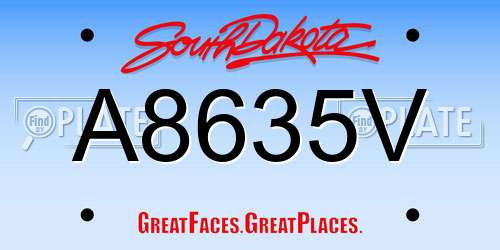 A8635V South Dakota License Plate
