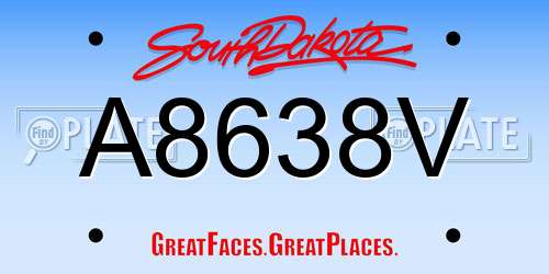 A8638V South Dakota License Plate