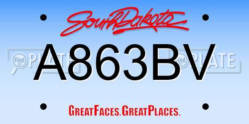 A863BV South Dakota License Plate