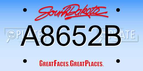 A8652B South Dakota License Plate