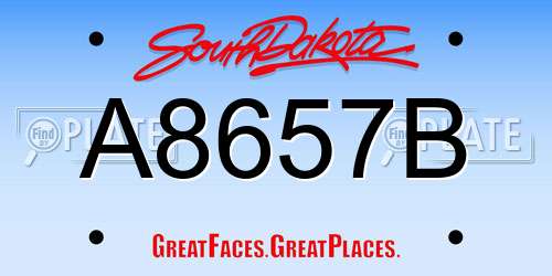 A8657B South Dakota License Plate