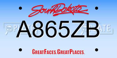 A865ZB South Dakota License Plate