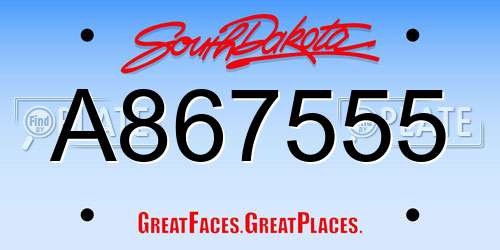 A867555 South Dakota License Plate