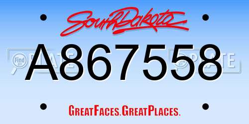 A867558 South Dakota License Plate