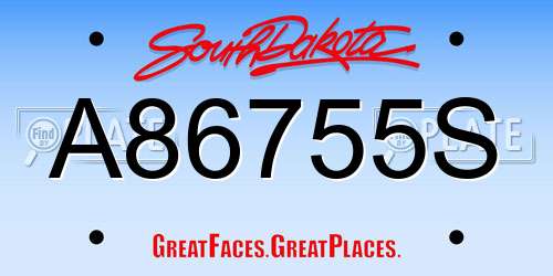 A86755S South Dakota License Plate