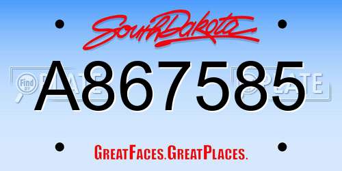 A867585 South Dakota License Plate