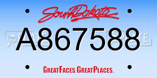 A867588 South Dakota License Plate