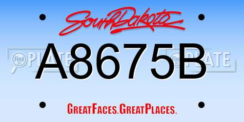 A8675B South Dakota License Plate
