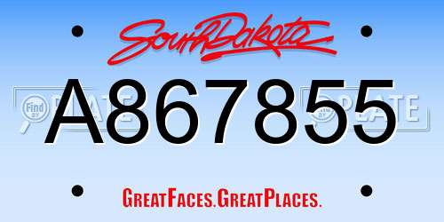 A867855 South Dakota License Plate