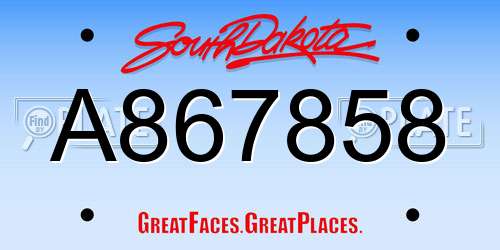 A867858 South Dakota License Plate