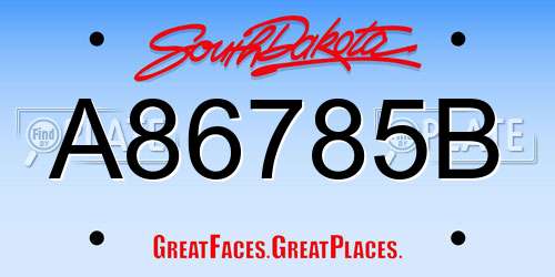 A86785B South Dakota License Plate
