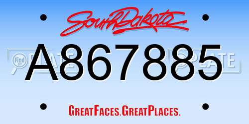 A867885 South Dakota License Plate