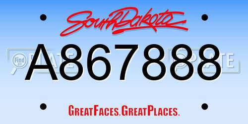 A867888 South Dakota License Plate