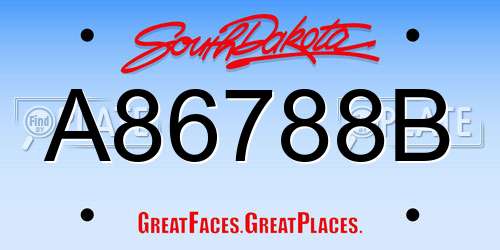 A86788B South Dakota License Plate