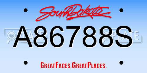 A86788S South Dakota License Plate