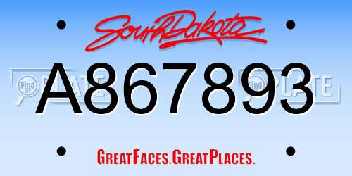 A867893 South Dakota License Plate